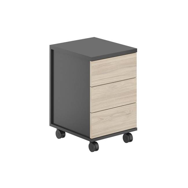 AG.272.AN.AN.AR / Тумба мобильная 3 ящ. метаб.  / корпус:антрацит, топ/дно:антрацит, фасады:ак.равелло