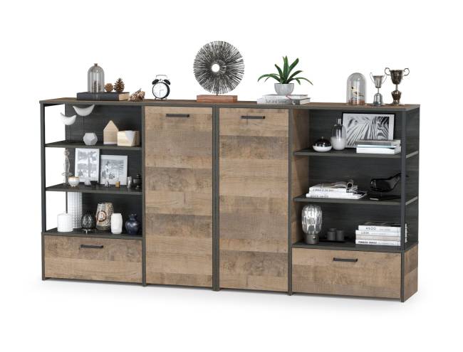 Два комода с дверкой и ящиком Трувор цвет дуб гранж песочный/интра