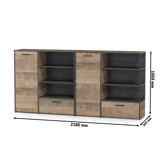 Два комода с дверкой и ящиком Трувор цвет дуб гранж песочный/интра