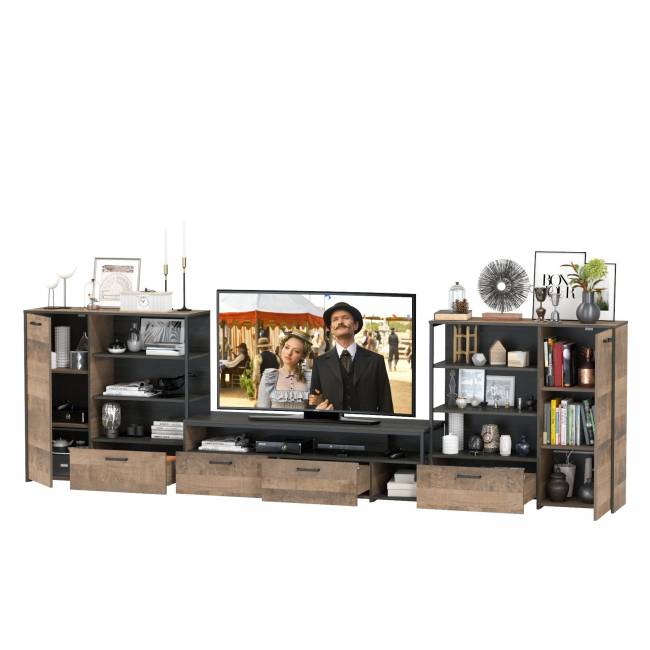 Два комода с одним ящиком и дверкой и ТВ-тумба Трувор цвет дуб гранж песочный/интра