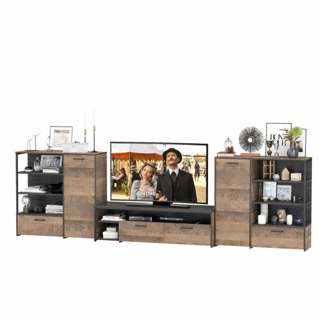 Два комода с одним ящиком и дверкой и ТВ-тумба Трувор цвет дуб гранж песочный/интра