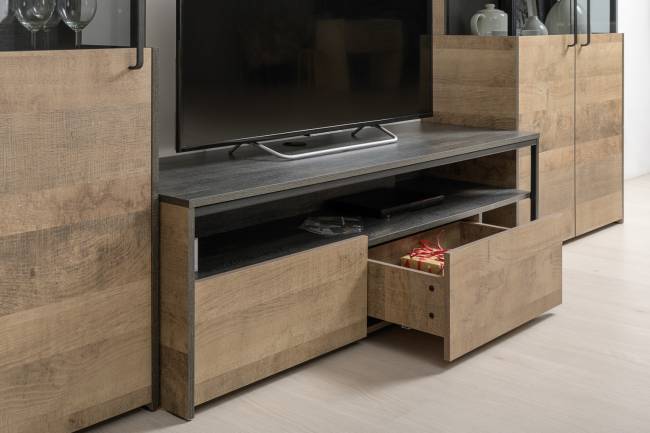 Два комода с одним ящиком и дверкой и ТВ-тумба Трувор цвет дуб гранж песочный/интра