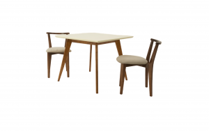 Стол Сканди М 100 орех/слоновая кость со стульями Франк орех велюр бежевый