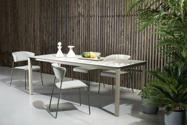 Стол ламинированный раздвижной Pranzo Extendable тортора, каменный 1600-2100х890х750 мм