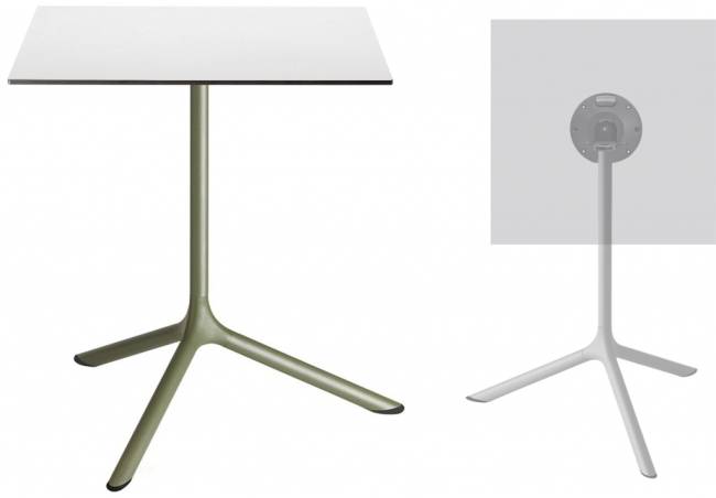 Стол ламинированный обеденный складной Tripe Maxi Folding оливковый, белый 700х700х740 мм