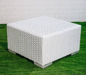 Столик плетеный журнальный Tama белый люкс 500х500х280 мм