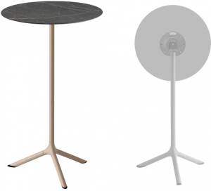 Стол ламинированный барный складной Tripe Folding тортора, черный мрамор Сахара Ø600х1100 мм