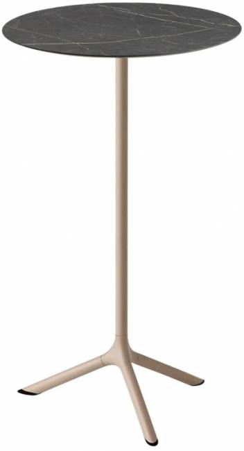 Стол ламинированный барный складной Tripe Folding тортора, черный мрамор Сахара Ø600х1100 мм