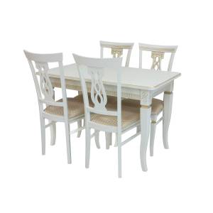 Набор мебели для кухни Leset Дакота 1Р + Юта Слоновая кость патина золото Атина золотой