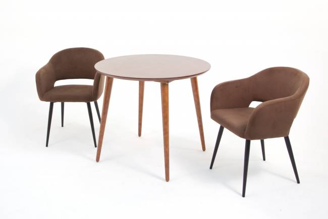 Стол Монте К 90 орех с креслами Пичч велюр коричневый Стол Монте К 90 орех с креслами Пичч велюр коричневый