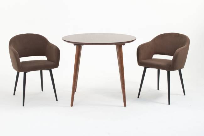 Стол Монте К 90 орех с креслами Пичч велюр коричневый Стол Монте К 90 орех с креслами Пичч велюр коричневый
