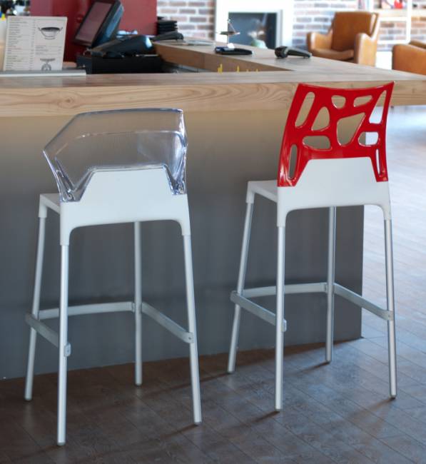 Стул пластиковый барный Ego-S Bar сатинированный алюминий, белый, прозрачный 510х530х1100 мм Стул пластиковый барный Ego-S Bar сатинированный алюминий, белый, прозрачный 510х530х1100 мм