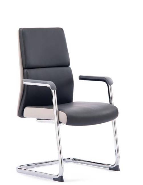 Кресло офисное / Лондон CF / хром / темно серая+светло серая (вставки) экокожа