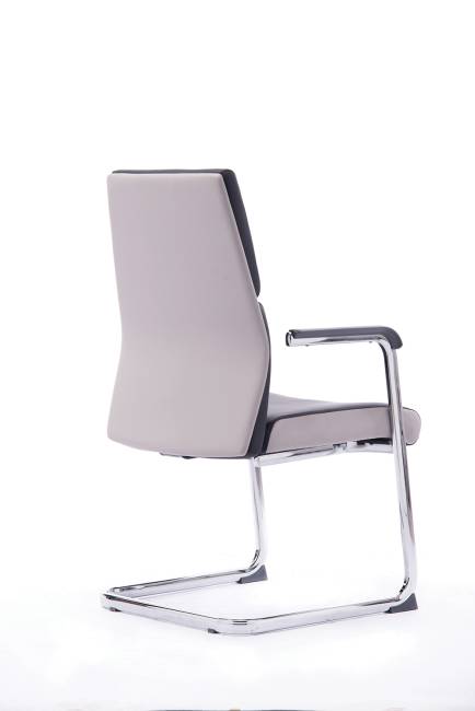 Кресло офисное / Лондон CF / хром / темно серая+светло серая (вставки) экокожа