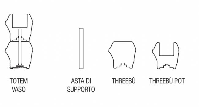 Кашпо пластиковое Threebu Totem Pot 2 Standard 450х450х900 мм