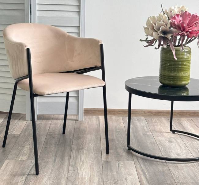 Стул ДИЛЛ, цвет H-06 Бежевый, велюр / черный каркас М-City