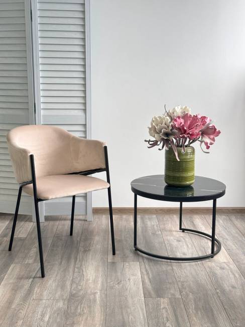 Стул ДИЛЛ, цвет H-06 Бежевый, велюр / черный каркас М-City