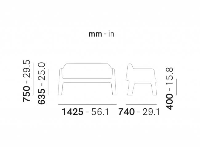 Диван пластиковый Plus Air белый 1425х740х750 мм Диван пластиковый Plus Air белый 1425х740х750 мм
