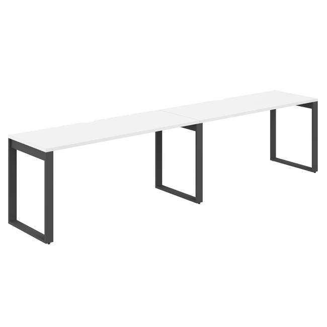 AG.173.WH.V.72.AN / Рабочая станция s-b-s 3200х600х750 / профиль О-образный: 70х20 антрацит; столешница с вырезом; столешница: белый