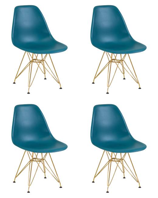 Набор 4 шт Стул обеденный DOBRIN DSR, ножки золотые, цвет морской волны (G-05)