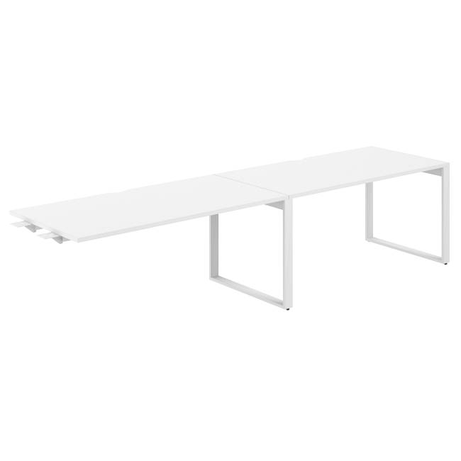 AG.199.WH.V.72.WH / Рабочая станция комбо s-b-s 3200х800х750 / профиль О-образный: 70х20 белый; столешница с вырезом; столешница: белый