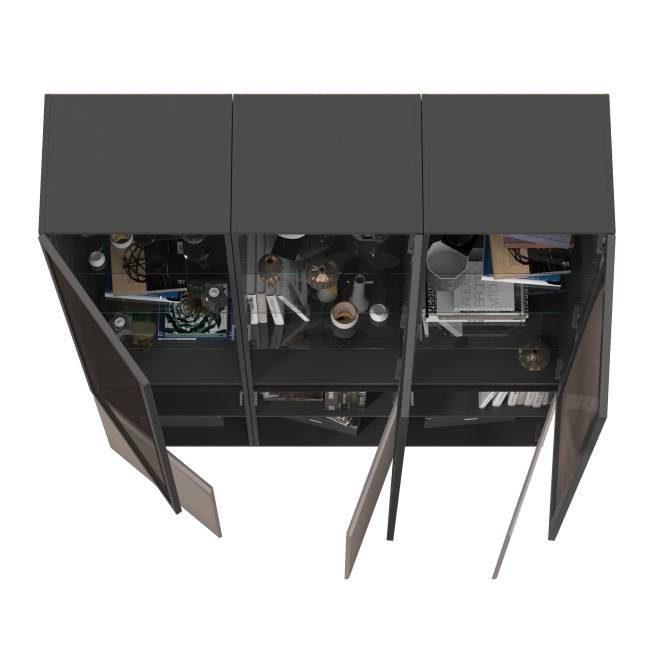 Стеклянная горка в гостиную Сидней цвет антрацит/МДФ веллюто капучино