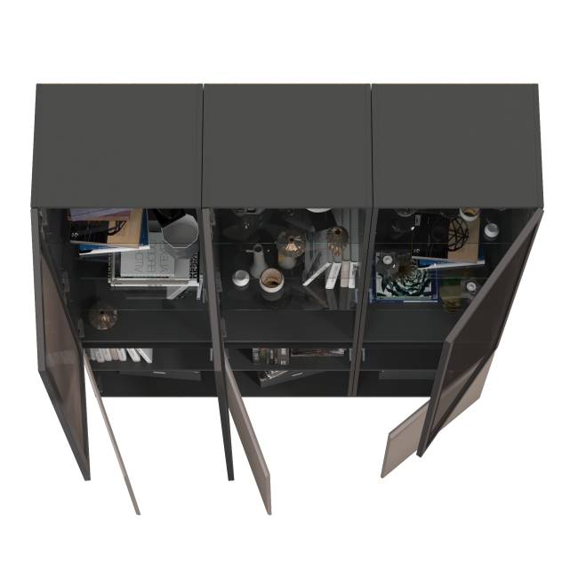 Стеклянная горка в гостиную Сидней цвет антрацит/МДФ веллюто капучино