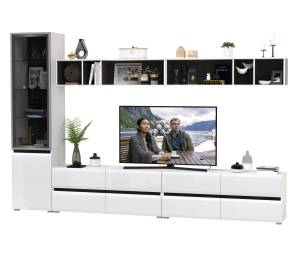 Модульная мебель для гостиной Сидней № 75 цвет белый/чёрный/МДФ белый глянец