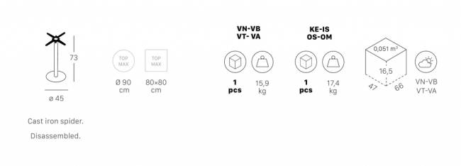 Подстолье металлическое Tiffany тортора Ø450х730 мм