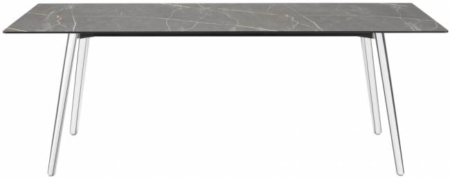 Стол ламинированный Squid алюминиевый, черный мрамор Сахара 2090х1000х730 мм