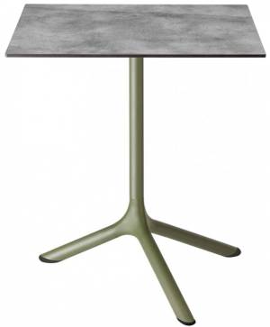 Стол ламинированный обеденный Tripe оливковый, цементный 600х600х740 мм