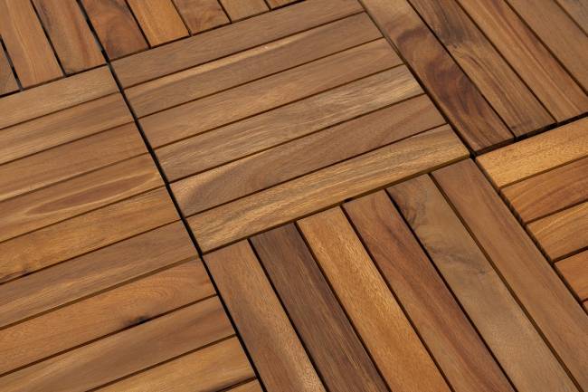 Модульный уличный пол из акации НОРД (6 ламелей), 30×30 см, набор 10 шт