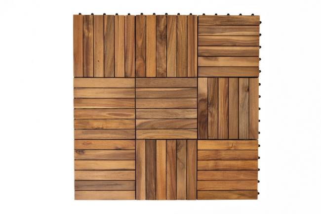 Модульный уличный пол из акации НОРД (6 ламелей), 30×30 см, набор 10 шт