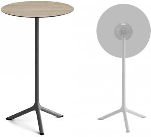 Стол ламинированный барный складной Tripe Folding антрацит, состаренный дуб тортора Ø600х1100 мм