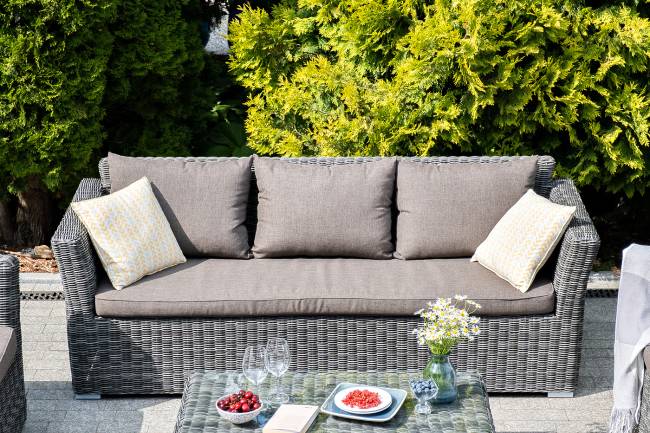 "Капучино" диван из искусственного ротанга трехместный, цвет графит