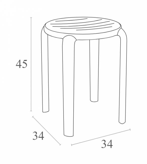 Табурет пластиковый Tom 45 белый 340х340х450 мм