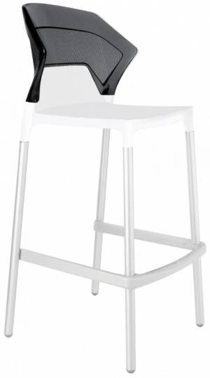 Стул пластиковый барный Ego-S Bar сатинированный алюминий, белый, дымчатый 510х530х1100 мм