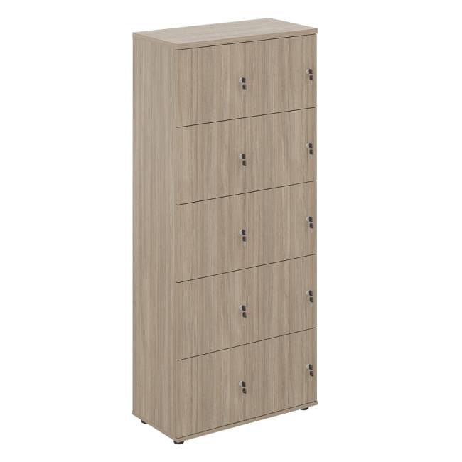 SG.820.OD.OD / Локер 10 ячеек 800х400х1866 / корпус: дуб темный; фасады: дуб темный