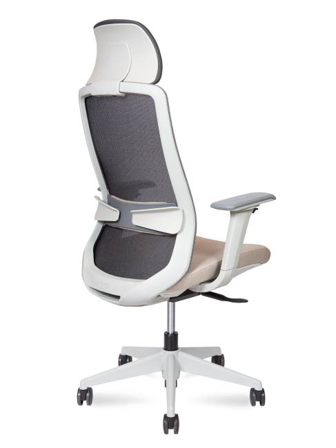 Кресло офисное / Комо грэй беж / Como grey beige / серый пластик / бежевая ткань / серая сетка