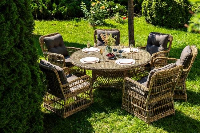 "Эспрессо - 150 C" обеденная группа плетеная, цвет соломенный