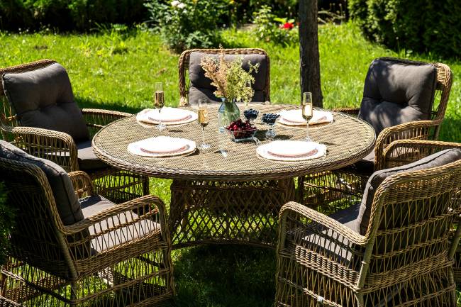 "Эспрессо - 150 C" обеденная группа плетеная, цвет соломенный