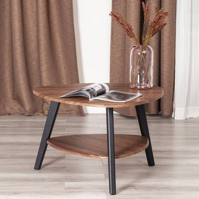 Журнальный стол FABIO мдф, 77х78х50 см, орех кантри/чёрный