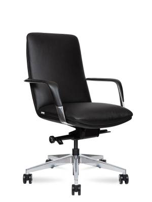 Кресло офисное / Нэо LB / Neo LB / черная кожа / алюминиевая база