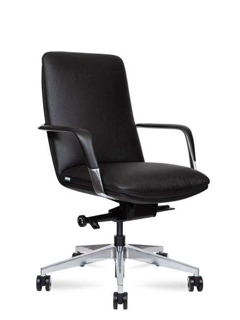 Кресло офисное / Нэо LB / Neo LB / черная кожа / алюминиевая база