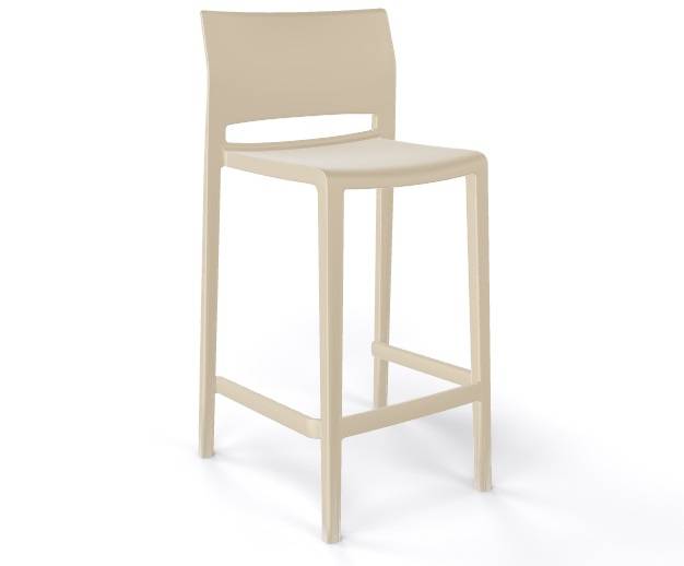 Стул пластиковый полубарный Bakhita 66 песочный 480х470х910 мм