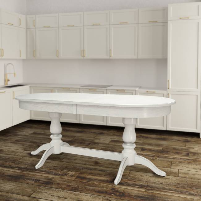 Стол обеденный Тарун 3 раздвижной белый/серебро 150/200*84 Стол обеденный Тарун 3 раздвижной белый/серебро 150/200*84