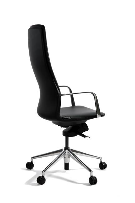 Кресло офисное / Лилль / черная экокожа/ алюминий крестовина