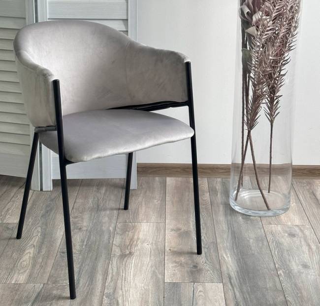 Стул ДИЛЛ, цвет H-09 Светло-серый, велюр / черный каркас М-City