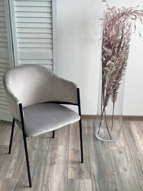 Стул ДИЛЛ, цвет H-09 Светло-серый, велюр / черный каркас М-City