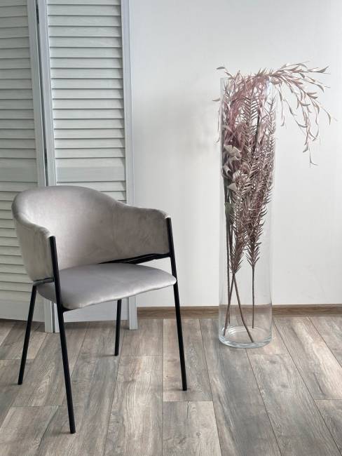 Стул ДИЛЛ, цвет H-09 Светло-серый, велюр / черный каркас М-City